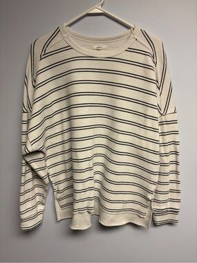 White and Black Striped Lightweight Sweatshirt
